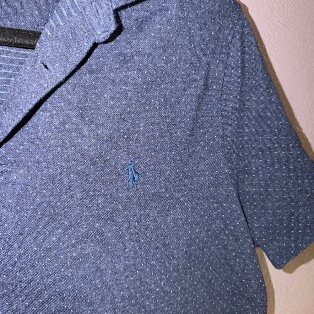 Polo Ralph Lauren Mens Slim Fit Navy Blue Micro Dot Polo Shirt Large